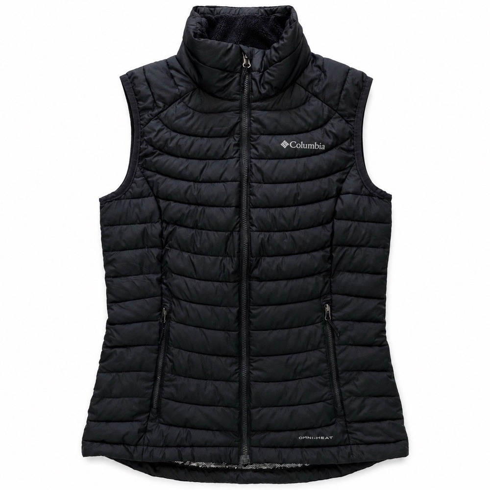 Columbia Omni-Heat Women's Black Puffer Vest Full Zip Fleece Lined Size XS